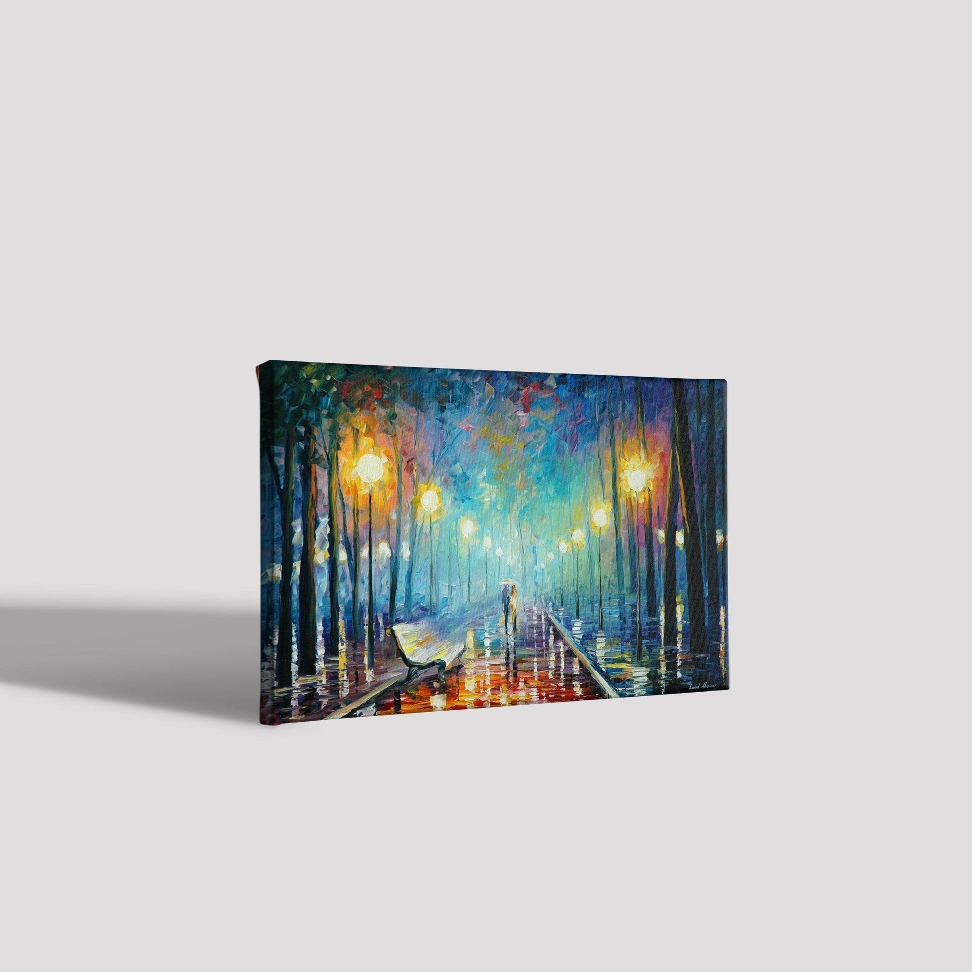 Rainy Street Painting - Meri Deewar 3 : 2 Horizontal Premium Wall Art Canvas by MeriDeewar
