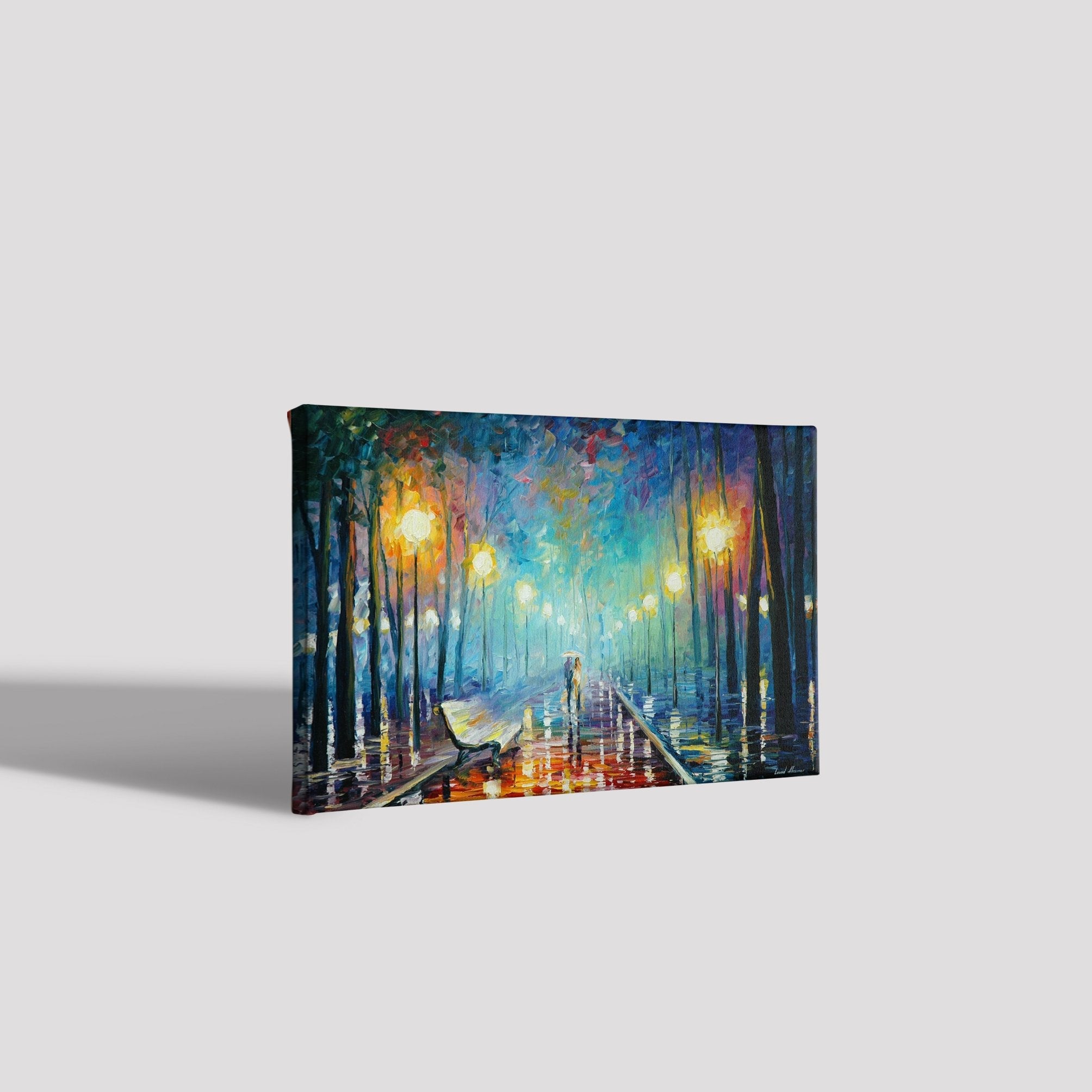 Rainy Street Painting - Meri Deewar 3 : 2 Horizontal Premium Wall Art Canvas by MeriDeewar