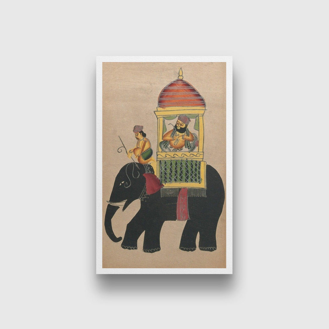 Raja-on-a-black-elephant Painting - Meri Deewar 1 : 2 Vertical Premium Wall Art Canvas by MeriDeewar