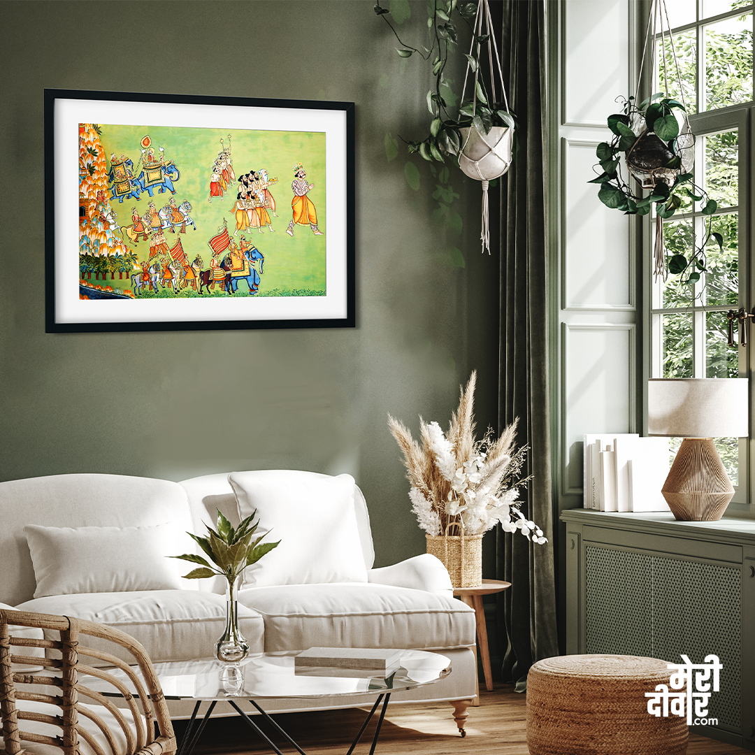 Rajasthani Traditional Wall Painting 3 : 2 Horizontal Premium Wall Art Canvas by MeriDeewar