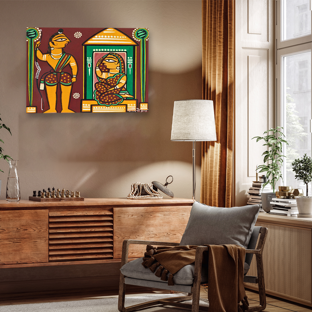 Ram and Sita Painting 3 : 2 Horizontal Premium Wall Art Canvas by MeriDeewar