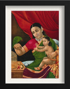 Rama and his mother with a parrot Painting - Meri Deewar 3 : 4 Vertical Premium Wall Art Canvas by MeriDeewar