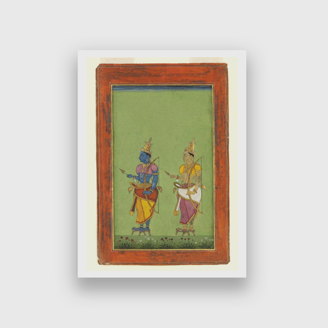 Rama and Lakshmana Painting 2 : 3 Vertical Premium Wall Art Canvas by MeriDeewar