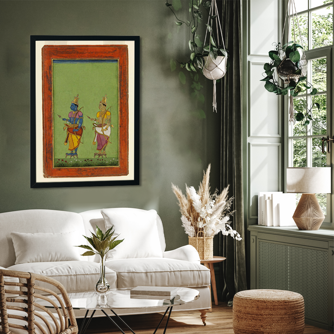 Rama and Lakshmana Painting 2 : 3 Vertical Premium Wall Art Canvas by MeriDeewar