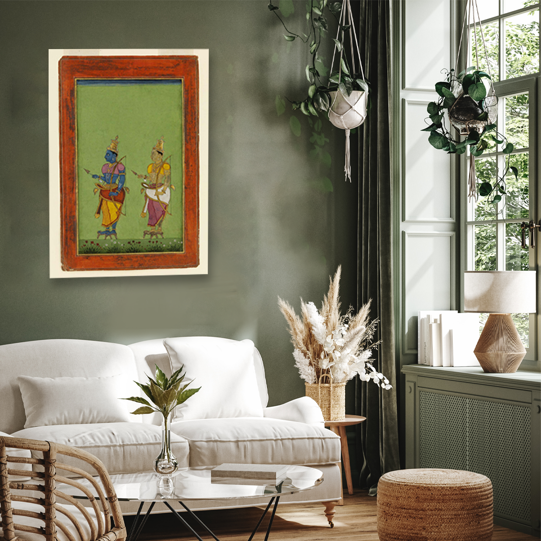 Rama and Lakshmana Painting 2 : 3 Vertical Premium Wall Art Canvas by MeriDeewar