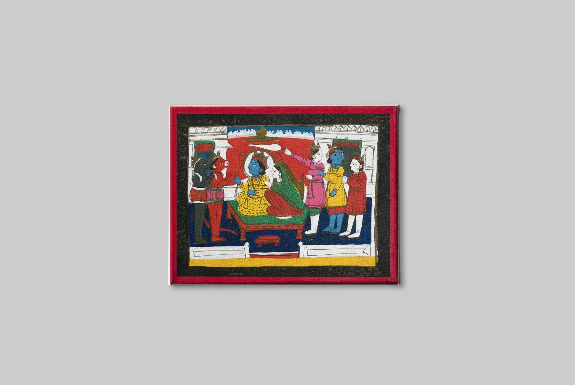 Rama-and-Sita-enthroned-with-Hanuman,-Laksmana-and-others Painting - Meri Deewar 4 : 3 Horizontal Premium Wall Art Canvas by MeriDeewar
