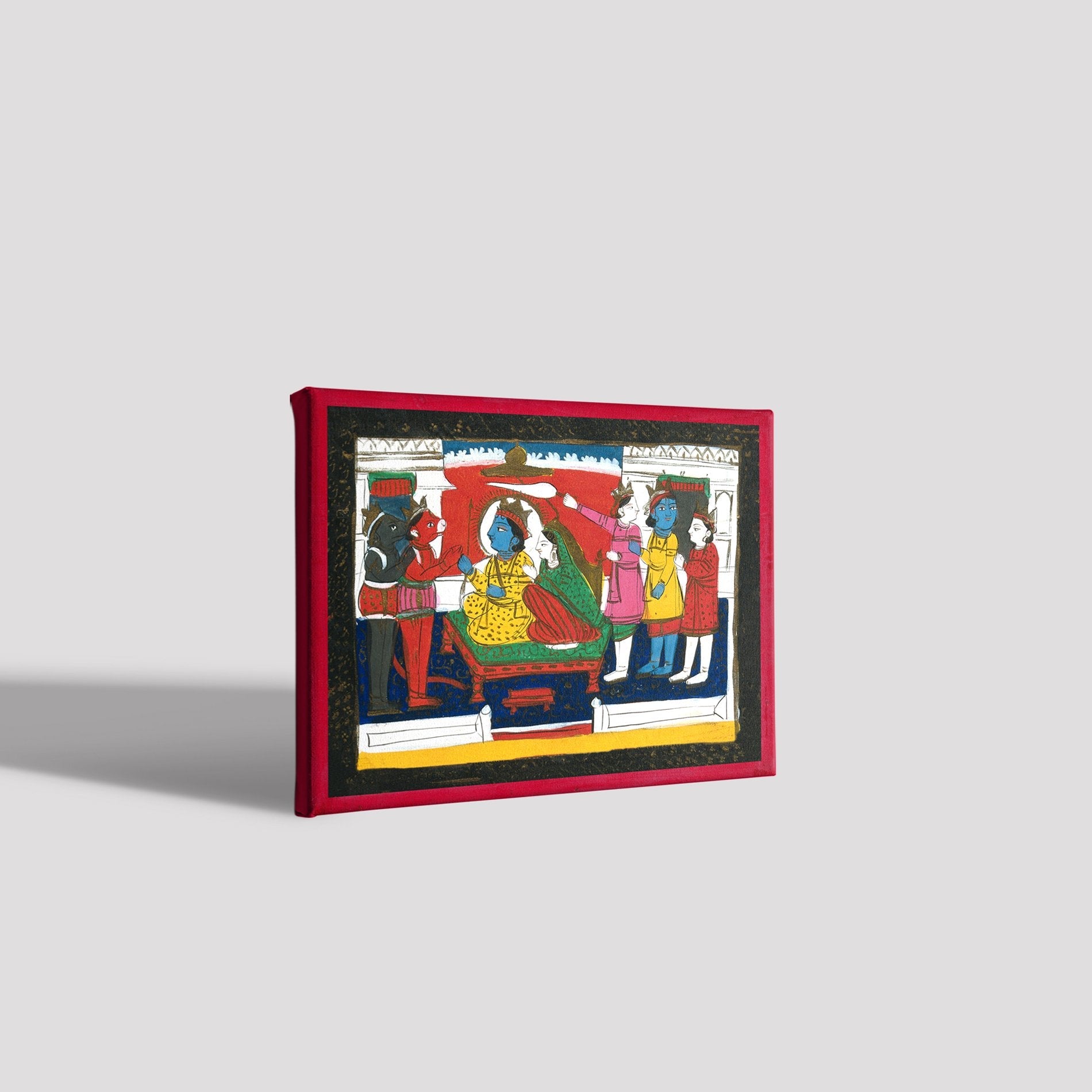 Rama-and-Sita-enthroned-with-Hanuman,-Laksmana-and-others Painting - Meri Deewar 4 : 3 Horizontal Premium Wall Art Canvas by MeriDeewar
