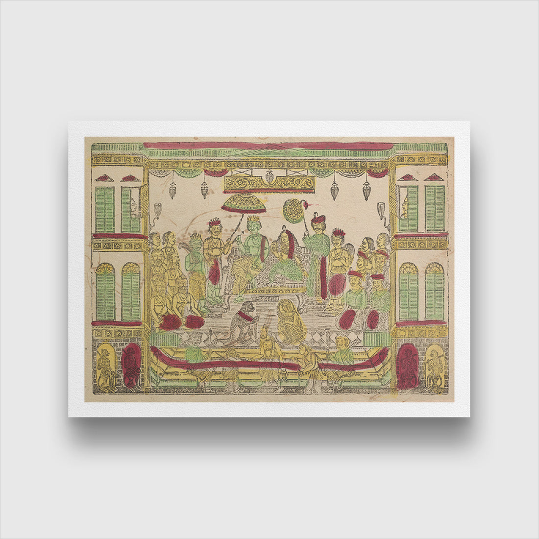 Rama and Sita in Royal Palace panting 3 : 2 Horizontal Premium Wall Art Canvas by MeriDeewar