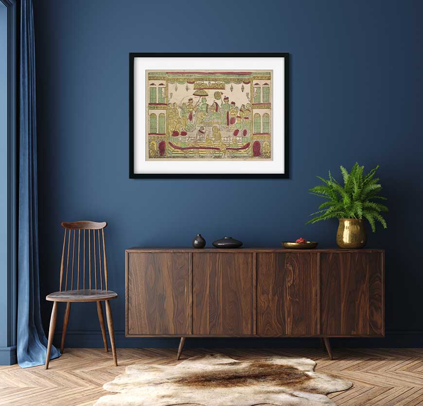 Rama and Sita in Royal Palace panting 3 : 2 Horizontal Premium Wall Art Canvas by MeriDeewar
