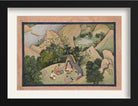 Rama Sita and Lakshmana at the Hermitage of Bharadvaja Painting - Meri Deewar 3 : 2 Horizontal Premium Wall Art Canvas by MeriDeewar
