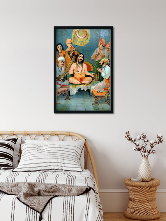 Ramdas Santa Tukaram & Shivaji Maharaj - Painting 2 : 3 Vertical Premium Wall Art Canvas by MeriDeewar