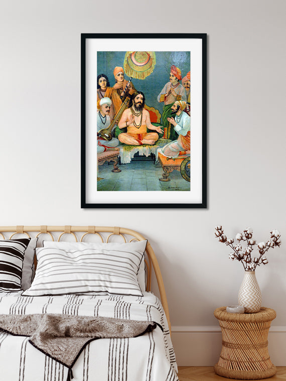 Ramdas Santa Tukaram & Shivaji Maharaj - Painting 2 : 3 Vertical Premium Wall Art Canvas by MeriDeewar
