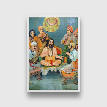 Ramdas Santa Tukaram & Shivaji Maharaj - Painting 2 : 3 Vertical Premium Wall Art Canvas by MeriDeewar
