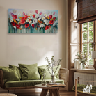 Red and White Tulips Flower Wall Painting 4 : 3 Horizontal Premium Wall Art Canvas by MeriDeewar