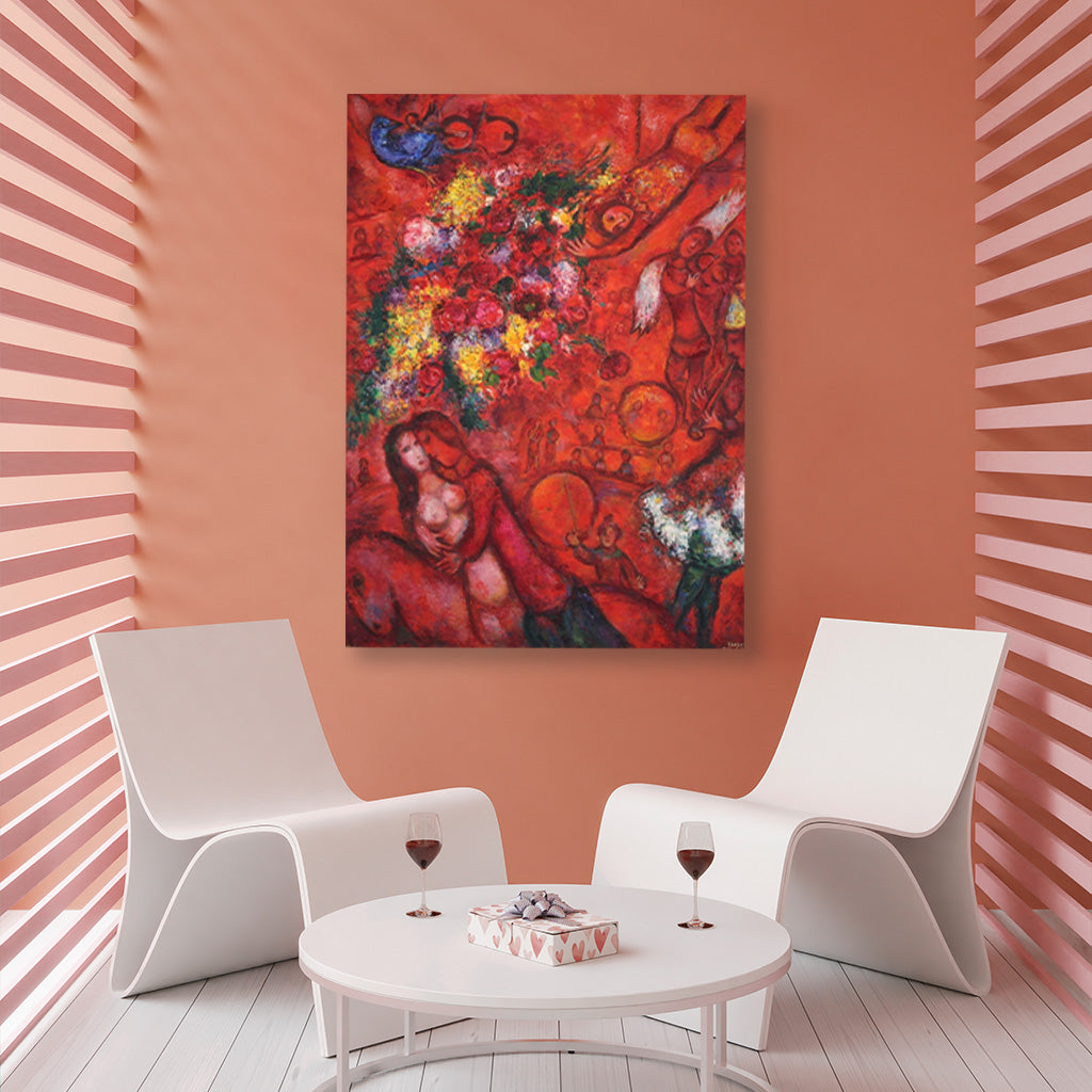 Red couple Painting - Meri Deewar 4 X 5.5 Vertical Premium Wall Art Canvas by MeriDeewar