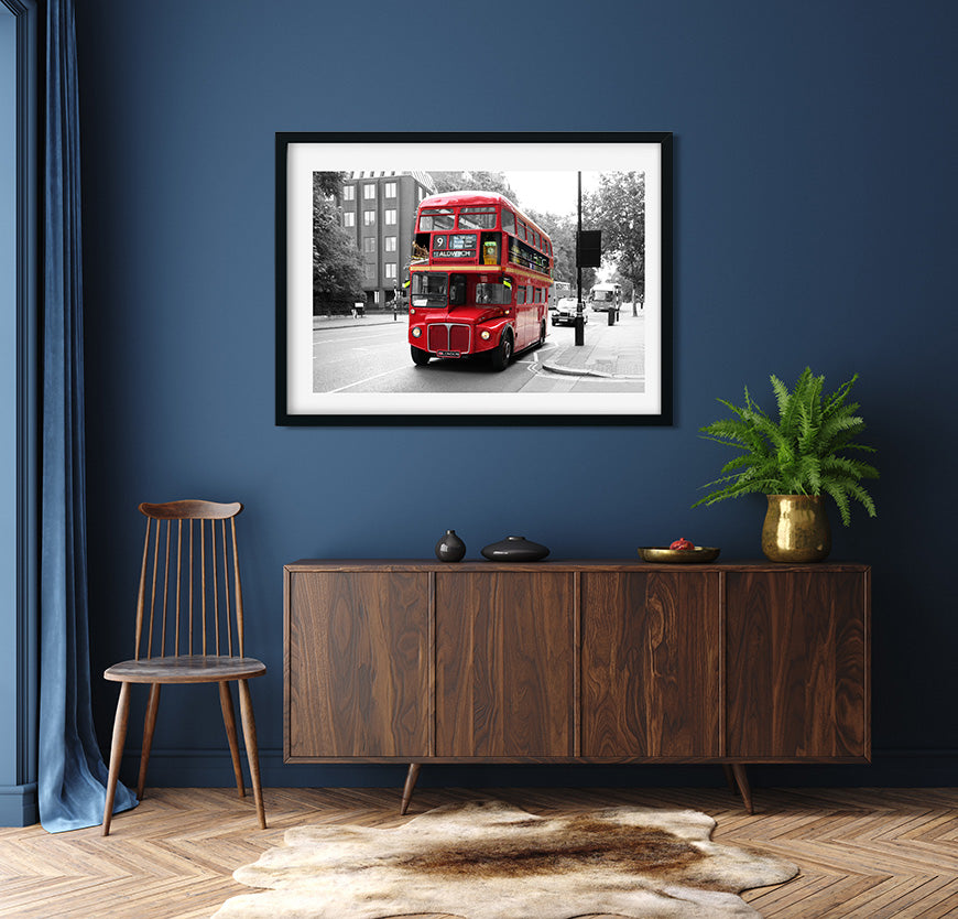 Red Double Decker Bus Painting 3 : 2 Horizontal Premium Wall Art Canvas by MeriDeewar
