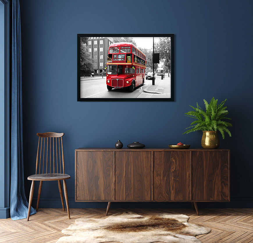 Red Double Decker Bus Painting 3 : 2 Horizontal Premium Wall Art Canvas by MeriDeewar