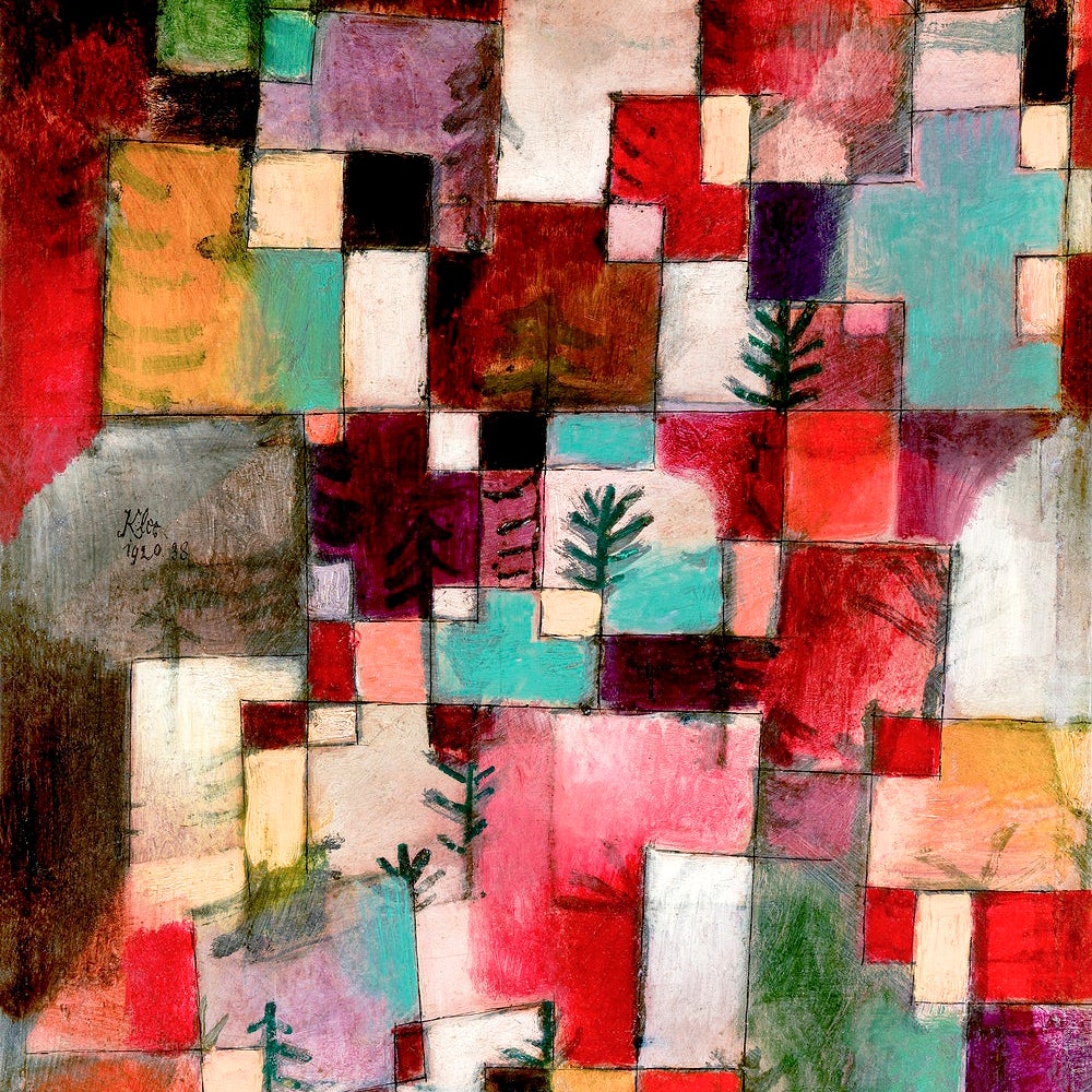 Red green and Violet Yellow Rhythms painting - Meri Deewar 1 : 1 Square Premium Wall Art Canvas by MeriDeewar