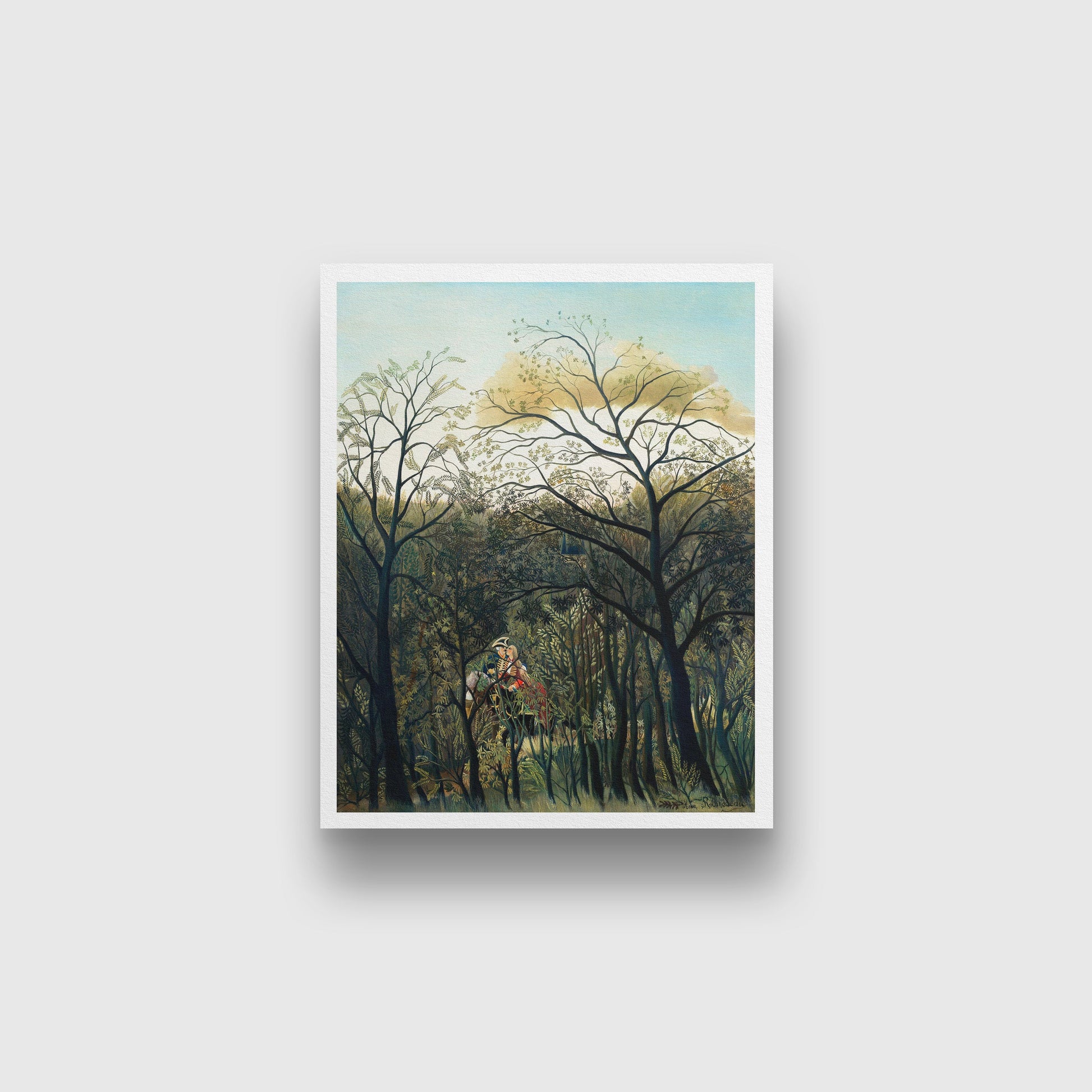 Rendezvous in the Forest painting - Meri Deewar 4 :5 Vertical Premium Wall Art Canvas by MeriDeewar