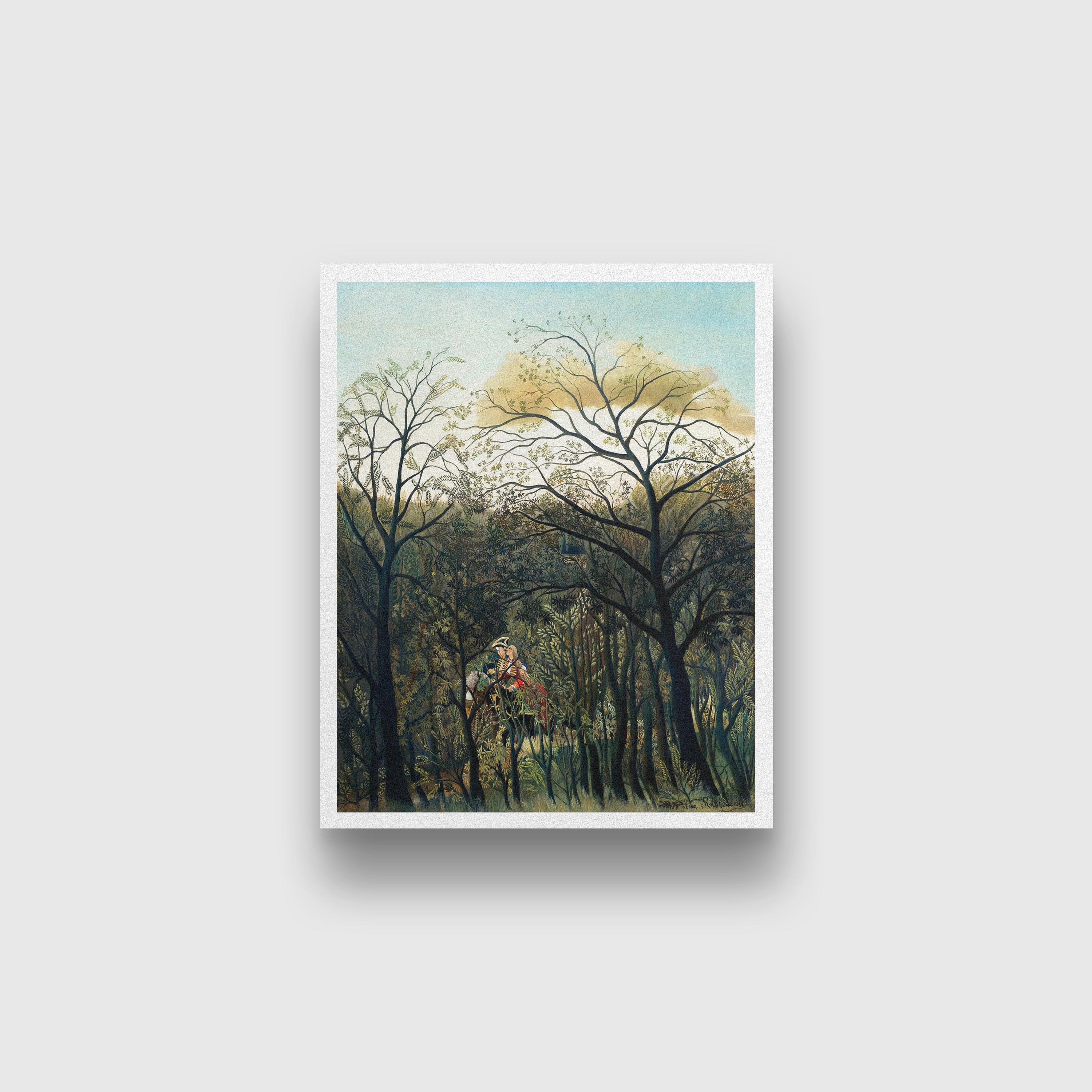 Rendezvous in the Forest painting - Meri Deewar 4 :5 Vertical Premium Wall Art Canvas by MeriDeewar