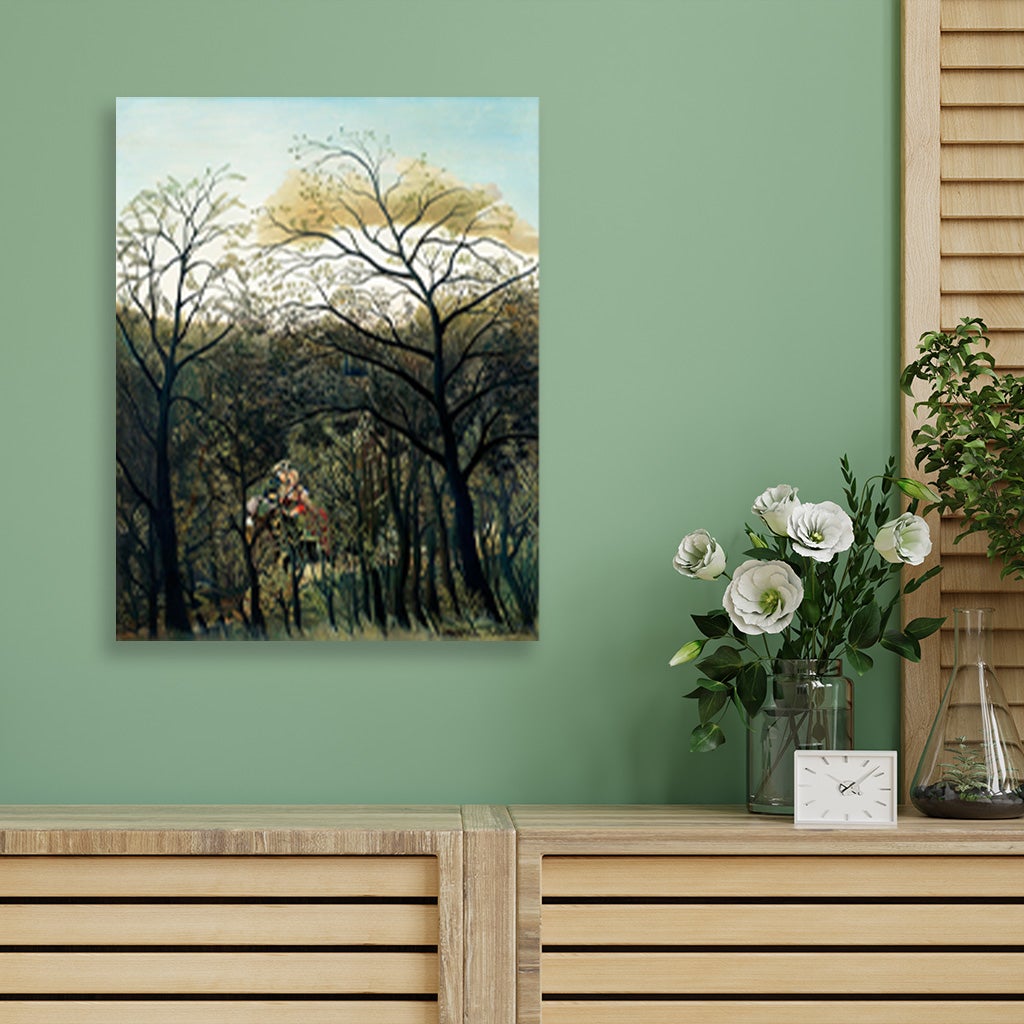 Rendezvous in the Forest painting - Meri Deewar 4 :5 Vertical Premium Wall Art Canvas by MeriDeewar