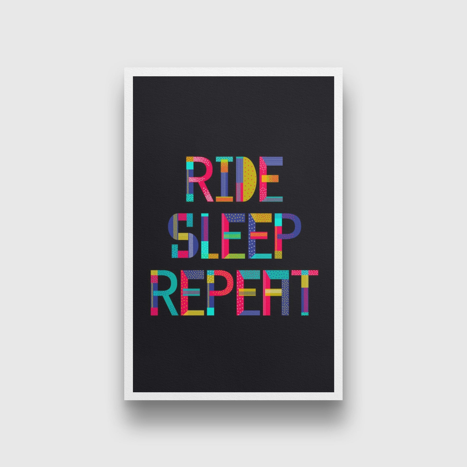 Ride Sleep Repeat Art Painting - Meri Deewar 2 : 3 Vertical Premium Wall Art Canvas by MeriDeewar