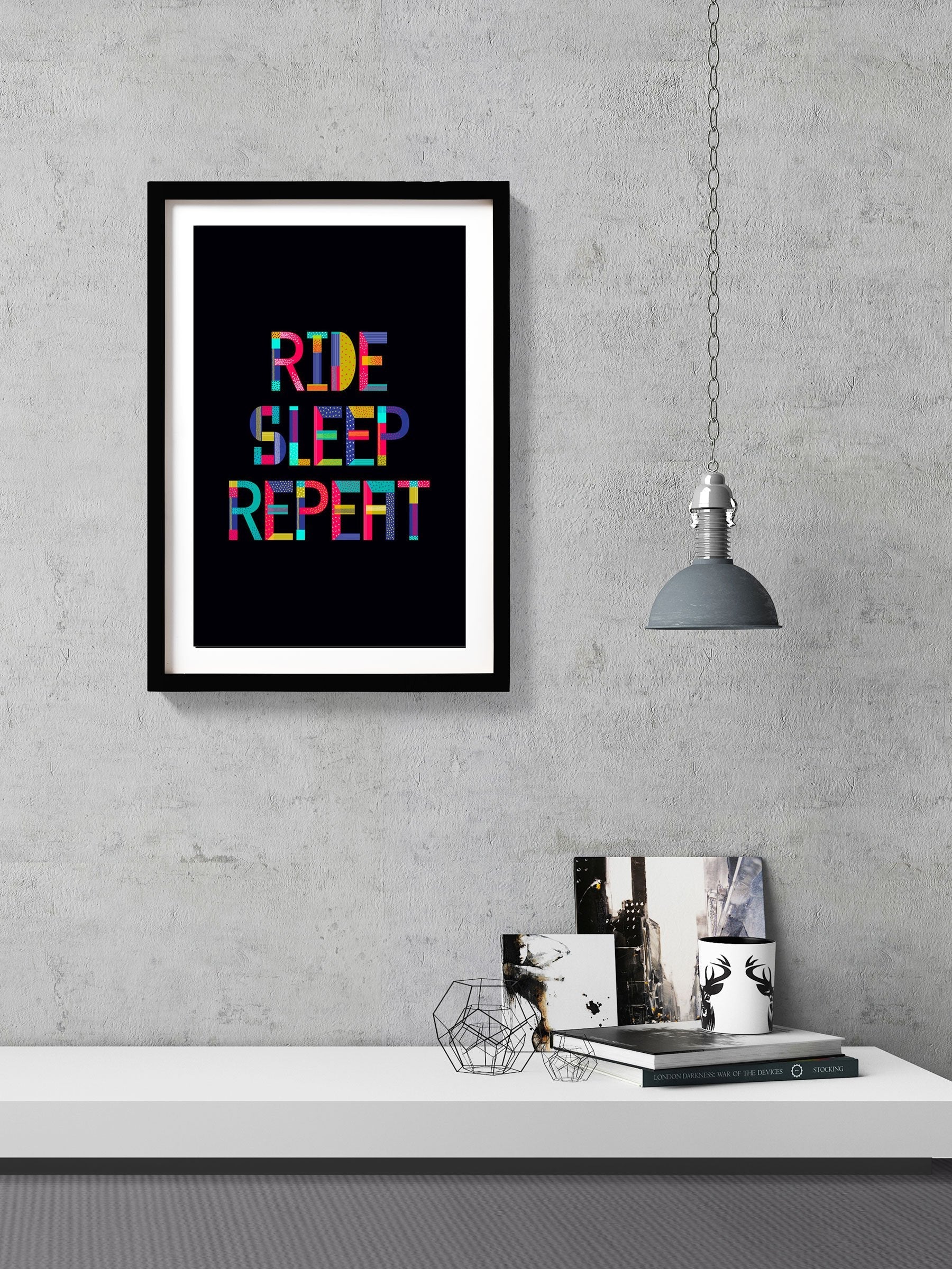 Ride Sleep Repeat Art Painting - Meri Deewar 2 : 3 Vertical Premium Wall Art Canvas by MeriDeewar
