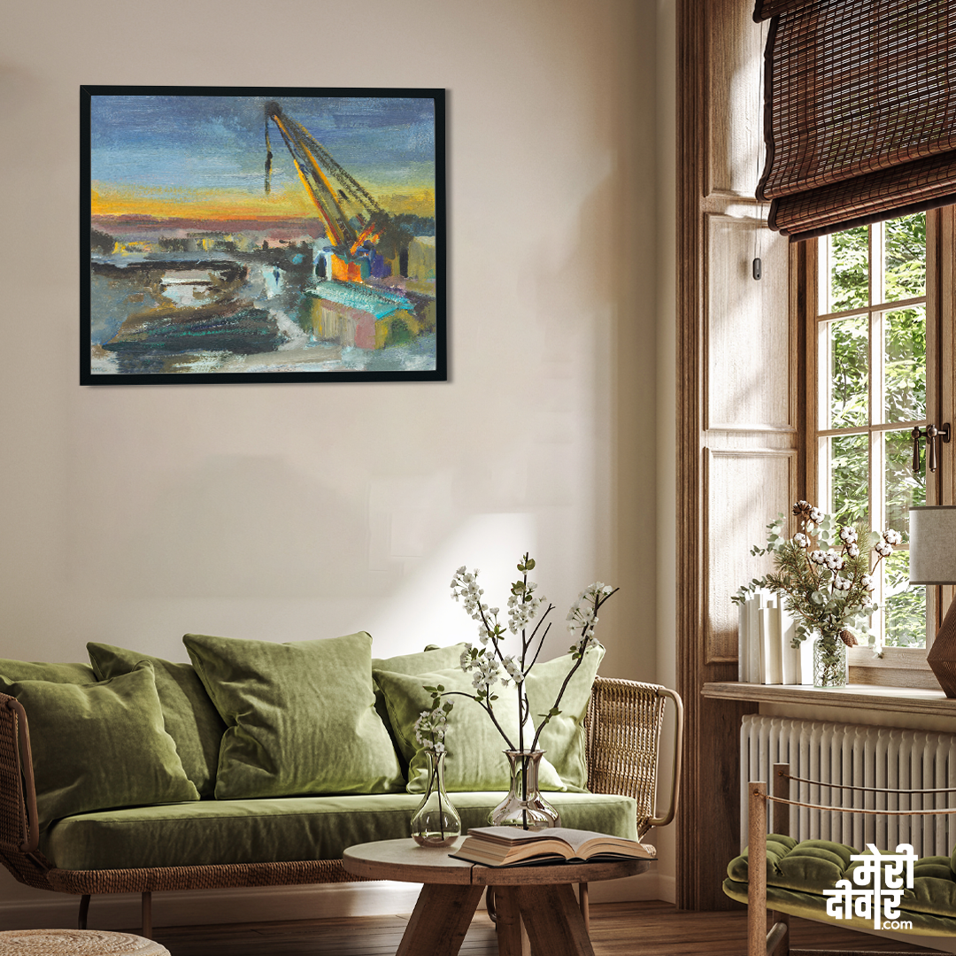 Road Construction Machinery Painting 4 : 3 Horizontal Premium Wall Art Canvas by MeriDeewar