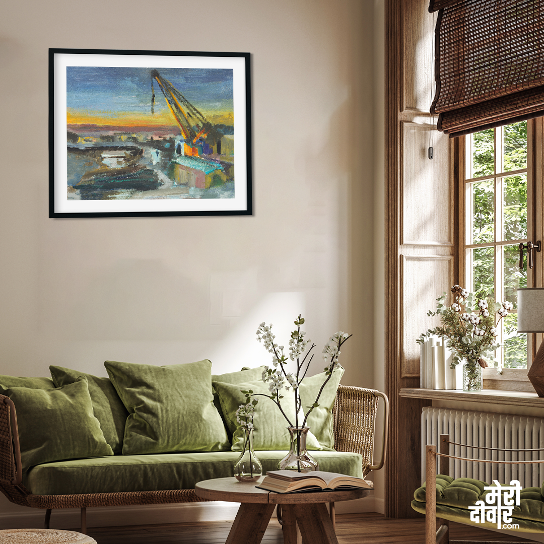 Road Construction Machinery Painting 4 : 3 Horizontal Premium Wall Art Canvas by MeriDeewar