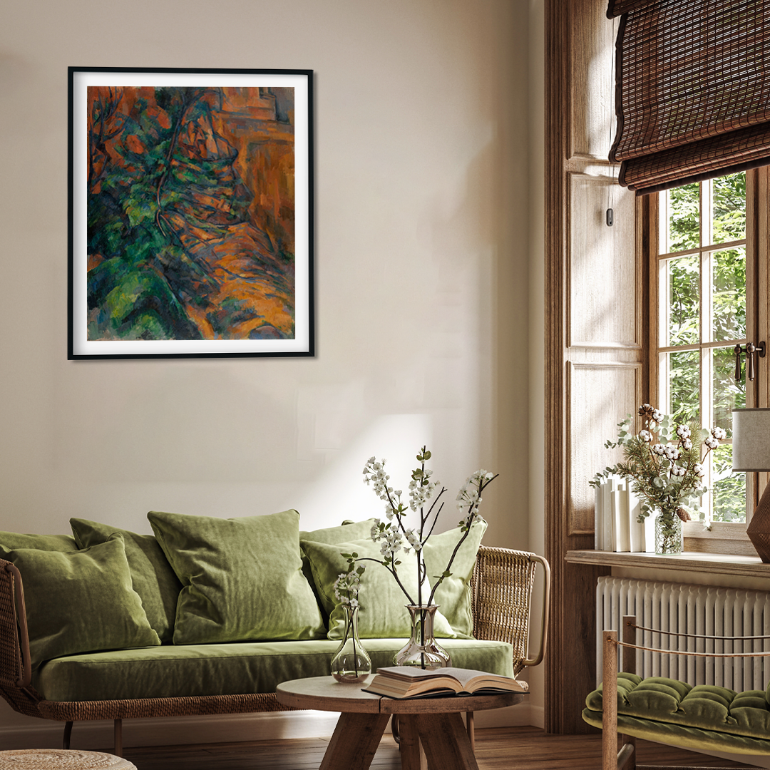 Rochers et branches à Bibémus Painting 4 :5 Vertical Premium Wall Art Canvas by MeriDeewar