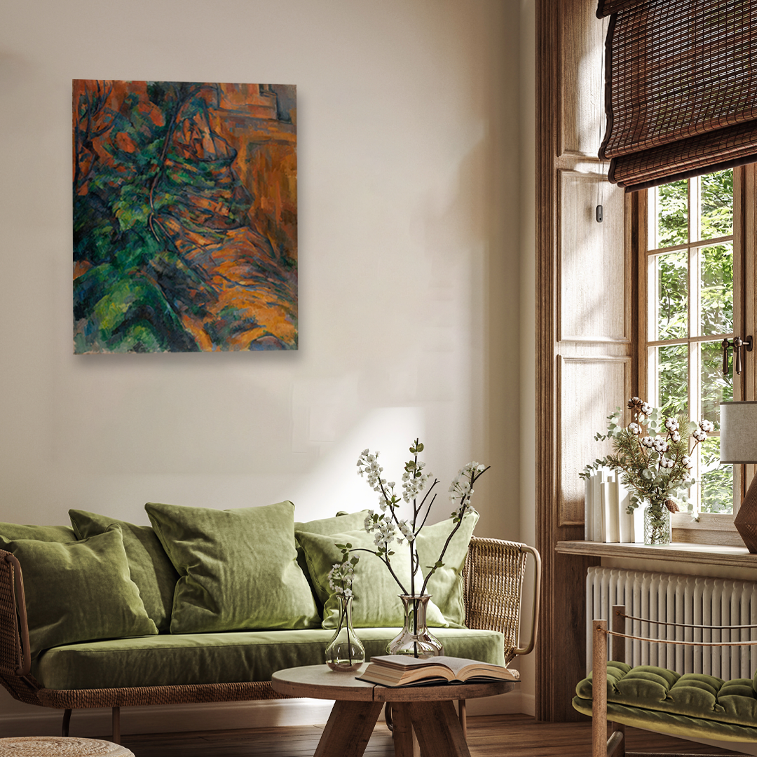 Rochers et branches à Bibémus Painting 4 :5 Vertical Premium Wall Art Canvas by MeriDeewar