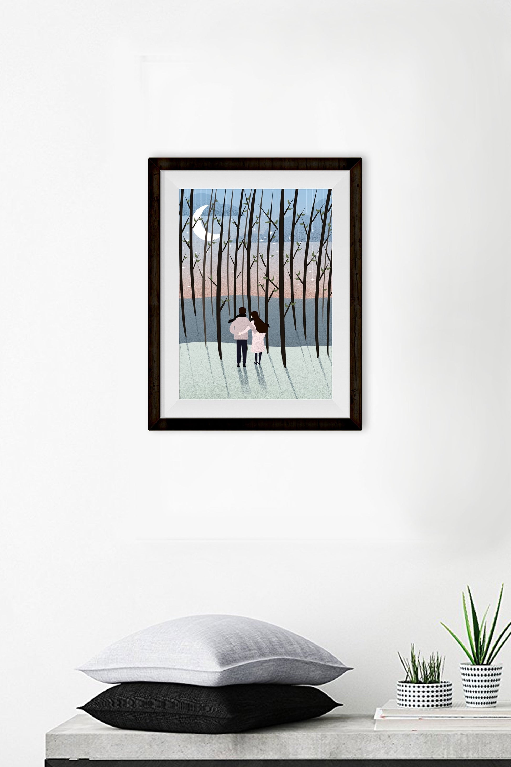 Romantic Evening Artwork Painting - Meri Deewar 2 : 3 Vertical Premium Wall Art Canvas by MeriDeewar