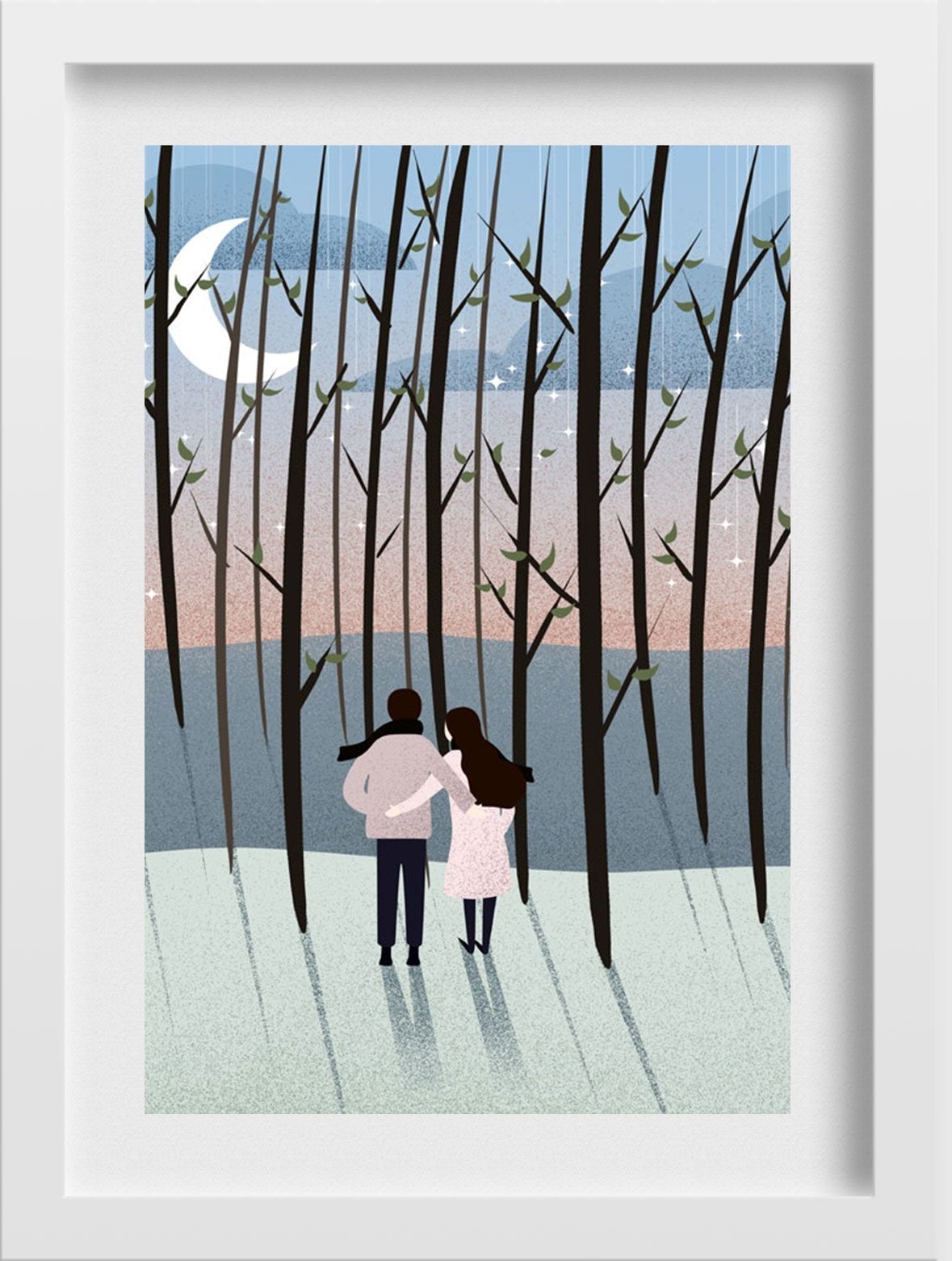 Romantic Evening Artwork Painting - Meri Deewar 2 : 3 Vertical Premium Wall Art Canvas by MeriDeewar