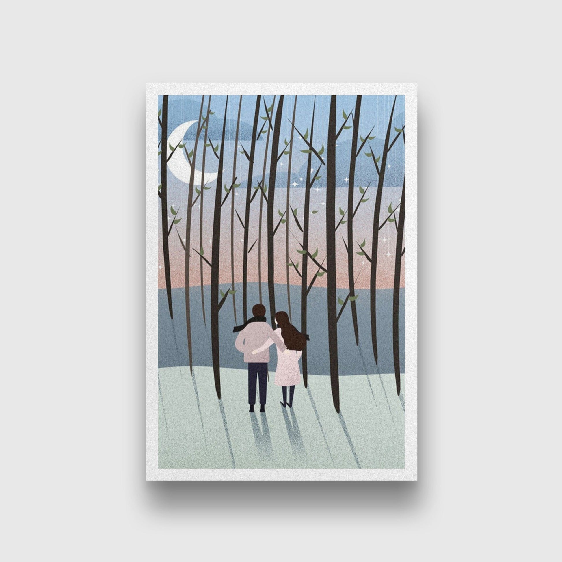 Romantic Evening Artwork Painting - Meri Deewar 2 : 3 Vertical Premium Wall Art Canvas by MeriDeewar