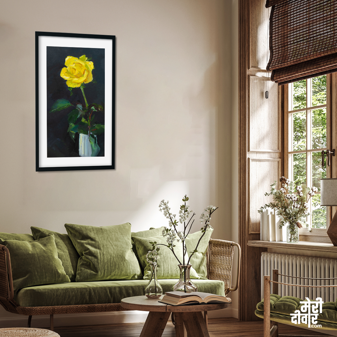 Rose Vase Oil painting 2 : 3 Vertical Premium Wall Art Canvas by MeriDeewar