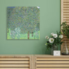 Rosebushes under the Trees painting 1 : 1 Square Premium Wall Art Canvas by MeriDeewar