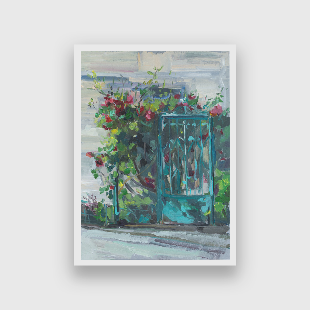 Roses Bush Oil Painting 2 : 3 Vertical Premium Wall Art Canvas by MeriDeewar