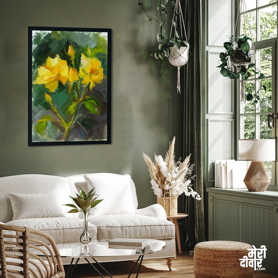Roses Oil Painting 2 : 3 Vertical Premium Wall Art Canvas by MeriDeewar
