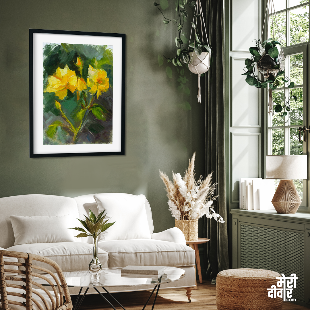 Roses Oil Painting 2 : 3 Vertical Premium Wall Art Canvas by MeriDeewar