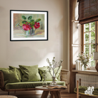 Roses Vase Fragrant Raspberry Roses With Oil Painting 3 : 2 Horizontal Premium Wall Art Canvas by MeriDeewar