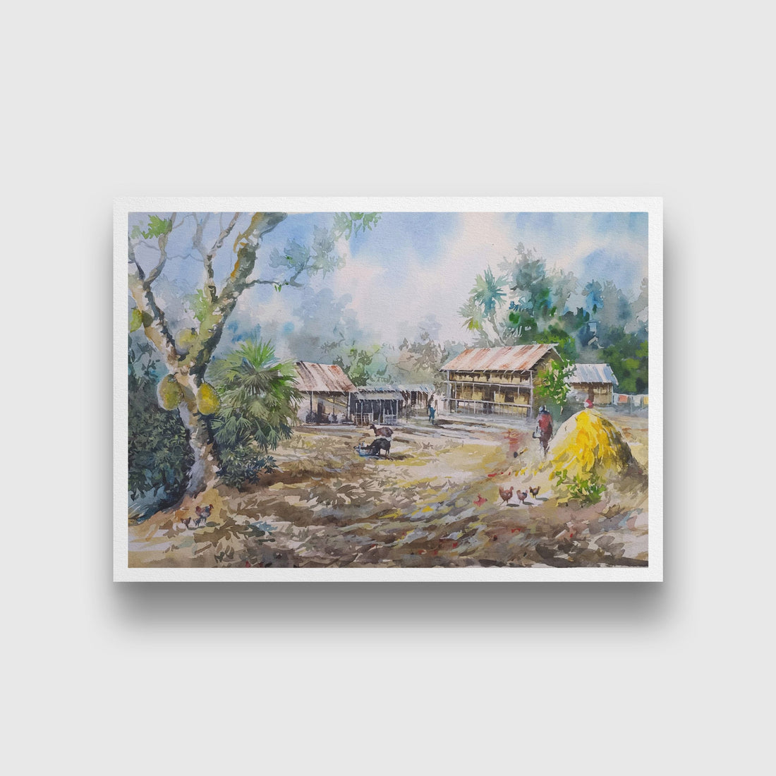 Rural Village Painting - Meri Deewar 3 : 2 Horizontal Premium Wall Art Canvas by MeriDeewar