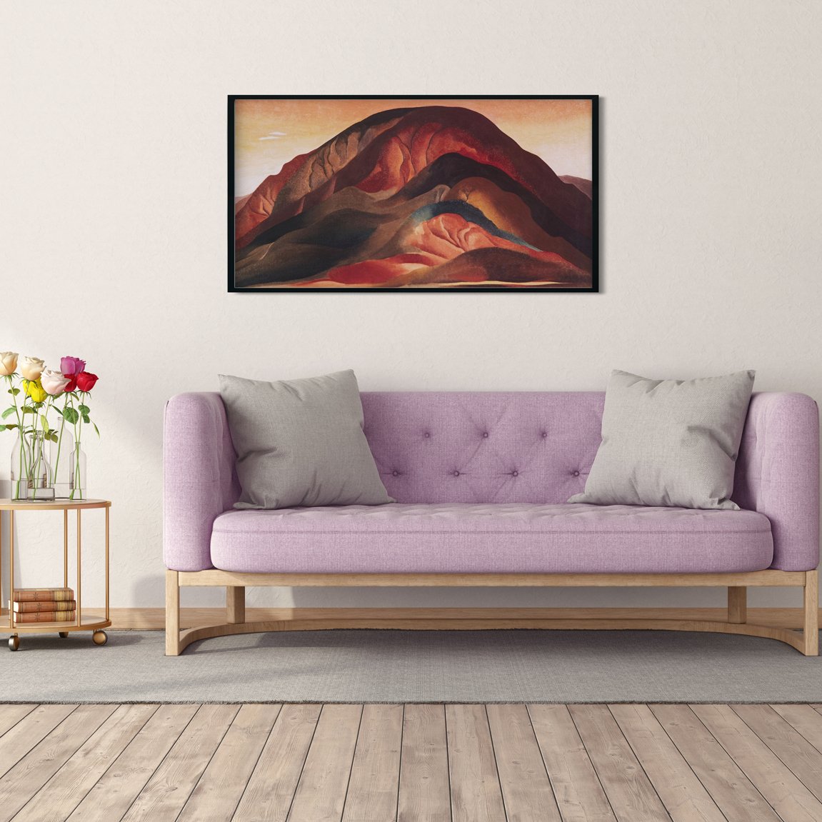 Rust Red Mountain Painting for Living Room | MeriDeewar