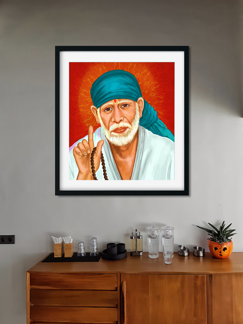 Sabka Malik Ek Sai Baba - Painting 1 : 1 Square Premium Wall Art Canvas by MeriDeewar