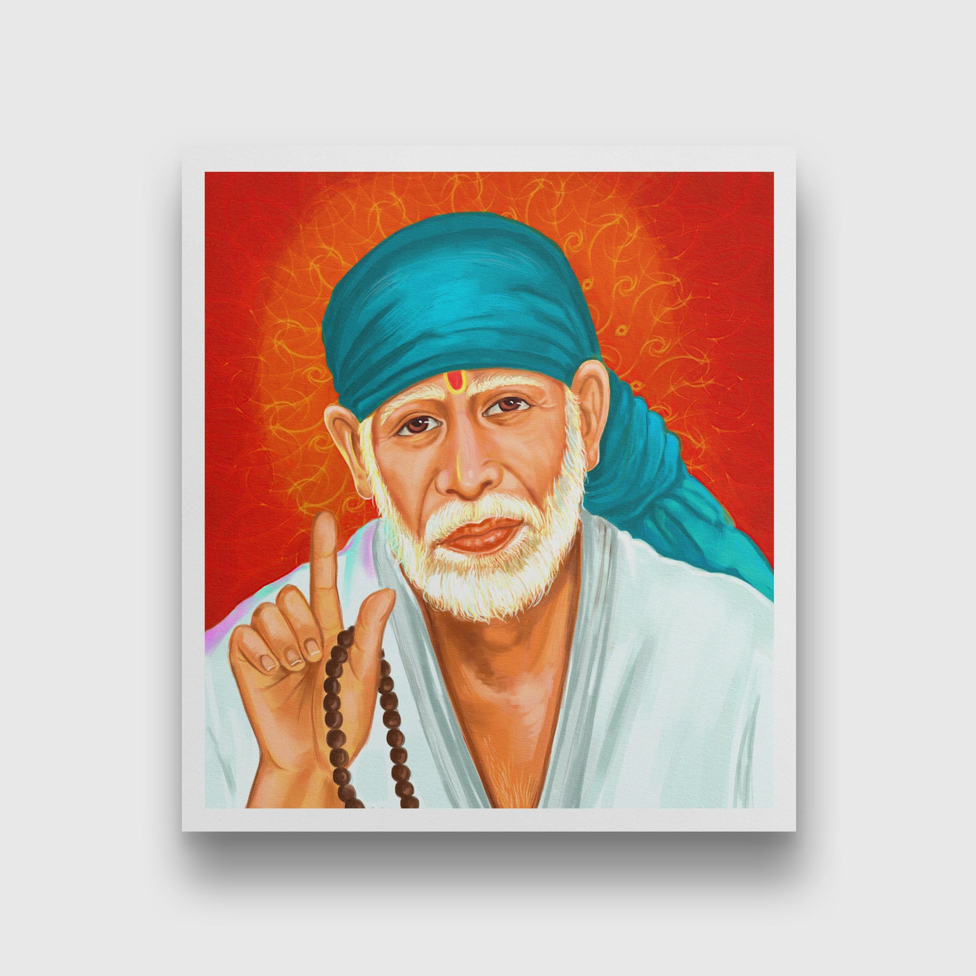 Sabka Malik Ek Sai Baba - Painting 1 : 1 Square Premium Wall Art Canvas by MeriDeewar