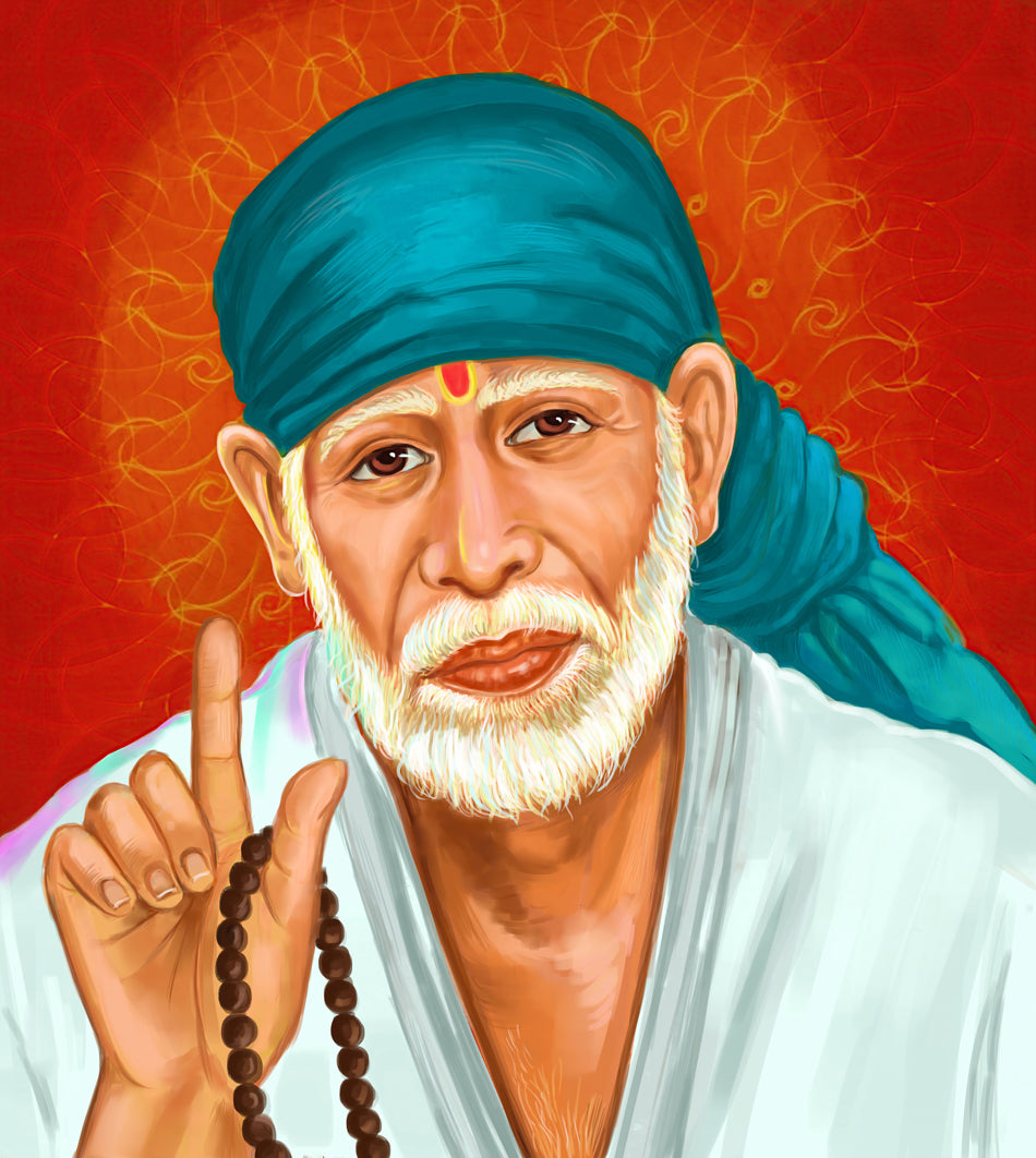Sabka Malik Ek Sai Baba - Painting 1 : 1 Square Premium Wall Art Canvas by MeriDeewar