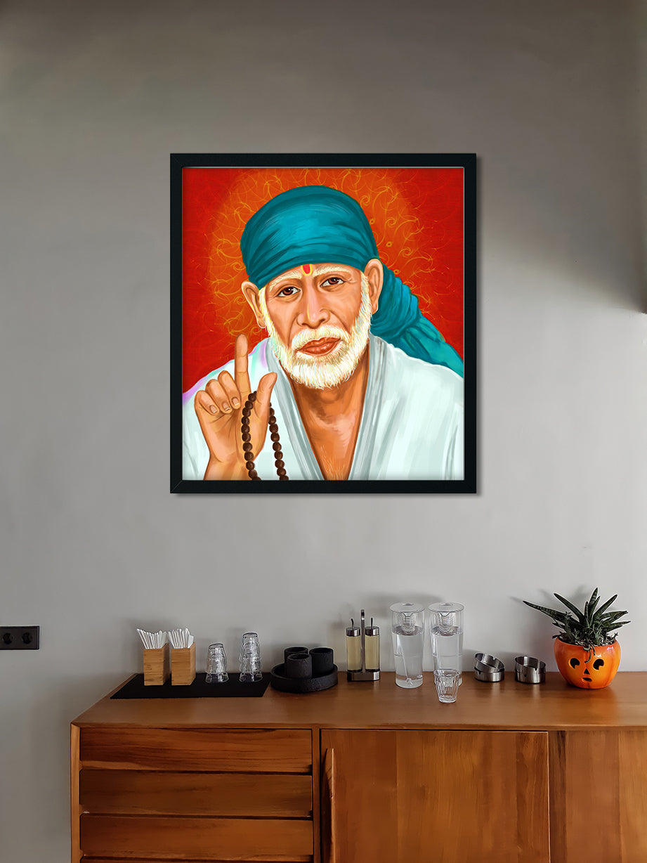 Sabka Malik Ek Sai Baba - Painting 1 : 1 Square Premium Wall Art Canvas by MeriDeewar