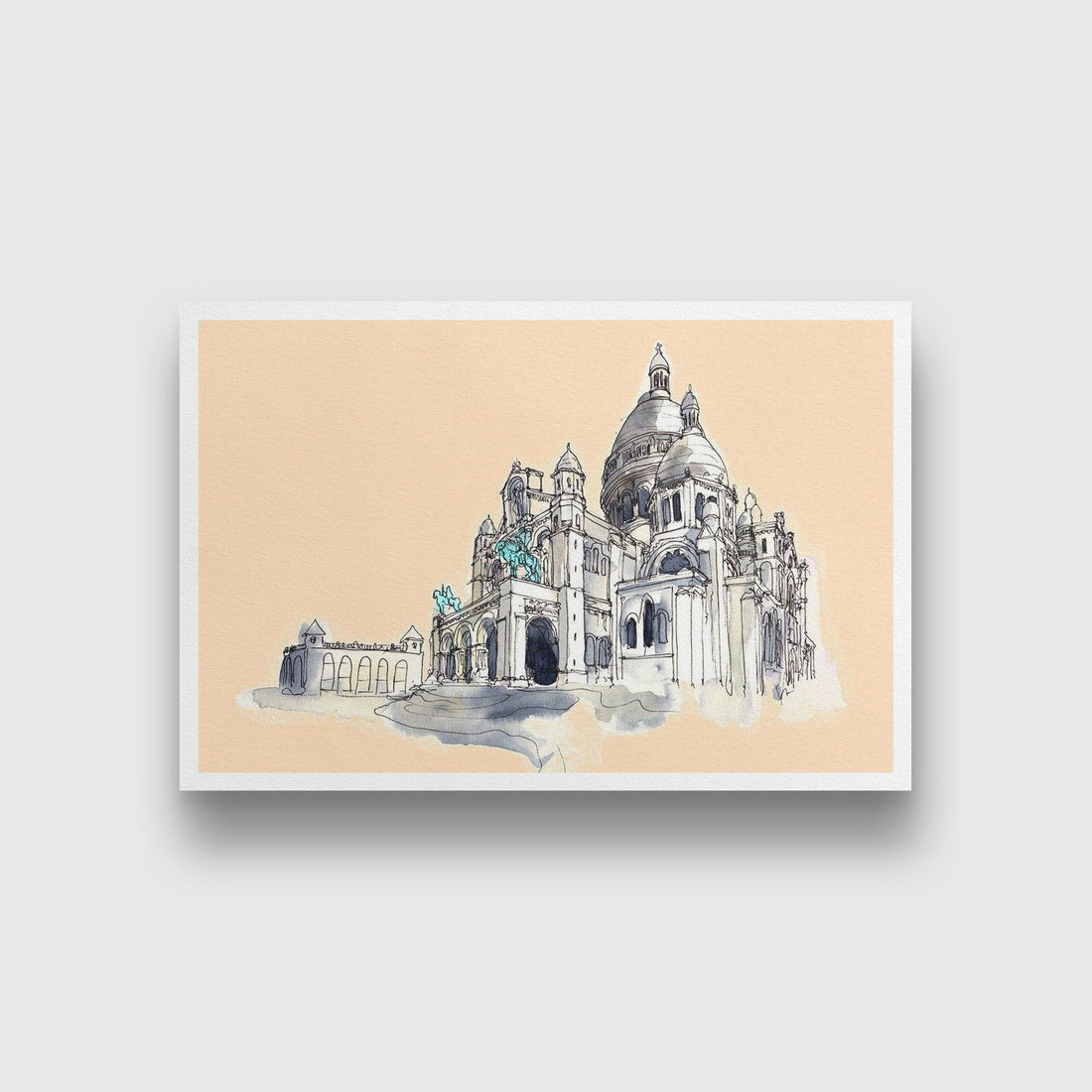 Sacre Coeur Illustration Painting - Meri  Deewar 3 : 2 Horizontal Premium Wall Art Canvas by MeriDeewar