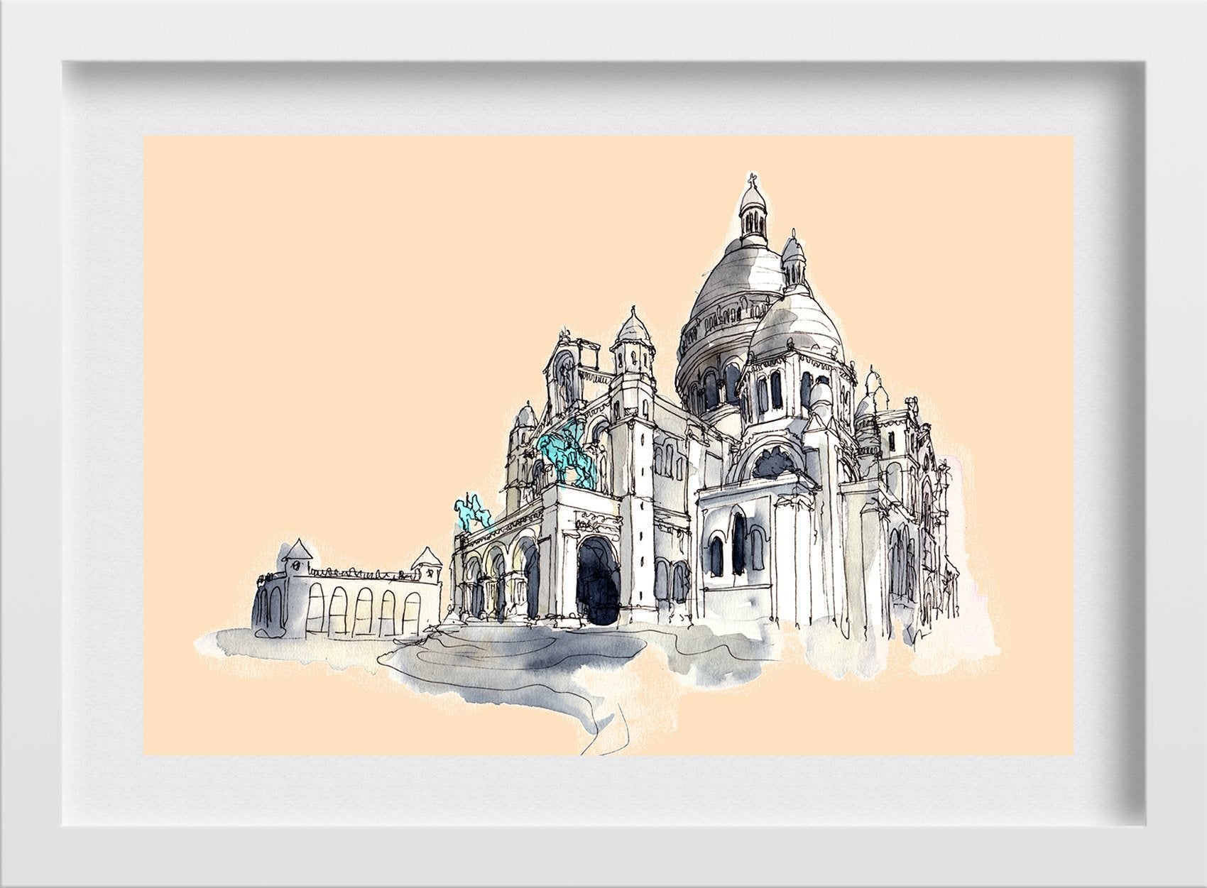 Sacre Coeur Illustration Painting - Meri  Deewar 3 : 2 Horizontal Premium Wall Art Canvas by MeriDeewar