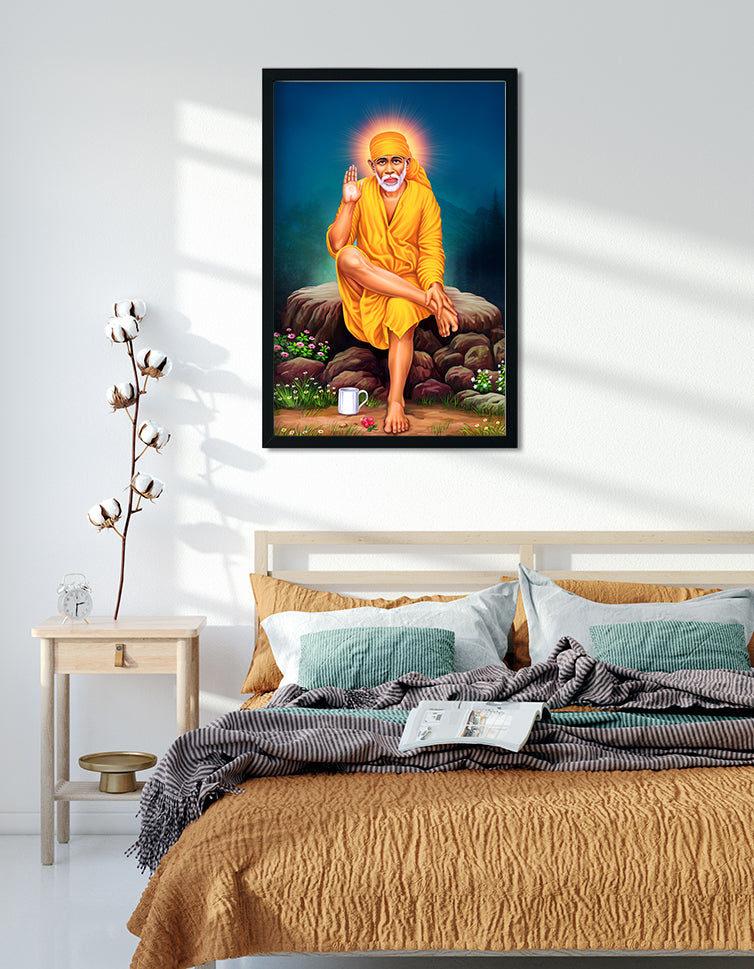 Sai Baba - Painting 2 : 3 Vertical Premium Wall Art Canvas by MeriDeewar