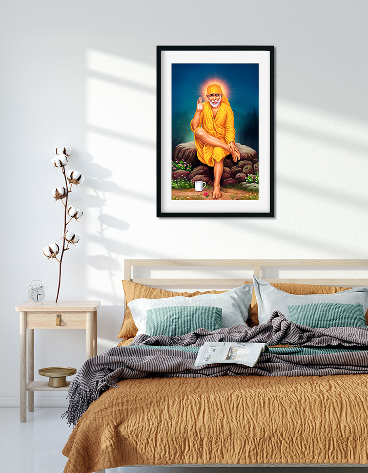 Sai Baba - Painting 2 : 3 Vertical Premium Wall Art Canvas by MeriDeewar